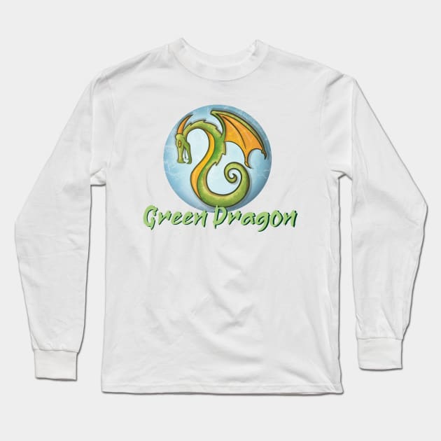 Green Dragon Long Sleeve T-Shirt by PorinArt